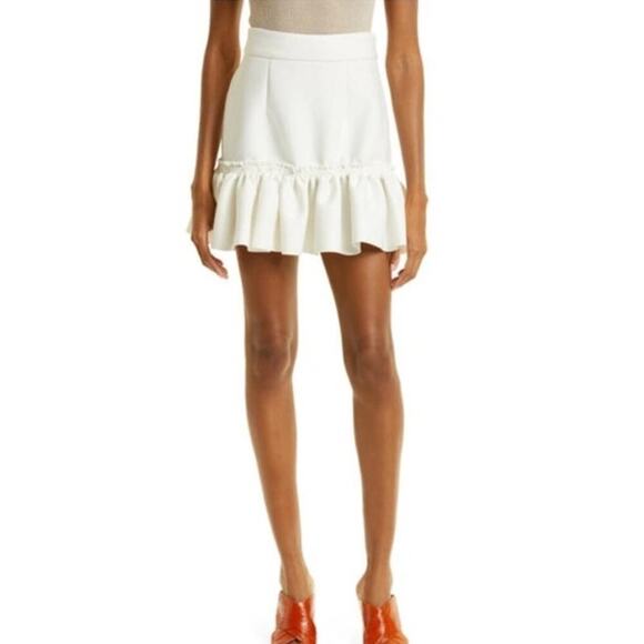 Kimberly Goldson Emi Ruffle MiniSkirt in Off White Size 4 - Picture 1 of 8